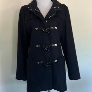 Liz Claiborne navy military style hooded coat